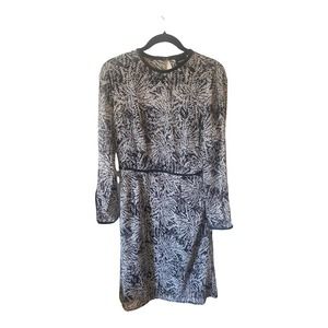 Who What Wear Crew Neck Patterned Midi Dress Lined Black White Size Medium